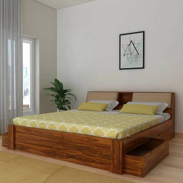 Ganpati Arts Sheesham Wood Mayor Bed For Bedroom/Wooden Cot/Bed With Drawer Storage For Home Solid Wood King Drawer Bed