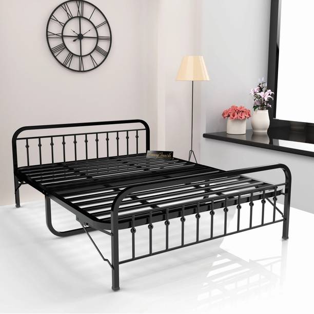 HoneyTouch Nova Folding King Size Bed Without Mattress| No Assembly Required | Metal King Bed, 200 cm x 174 cm (6.56 ft x 5.71 ft)