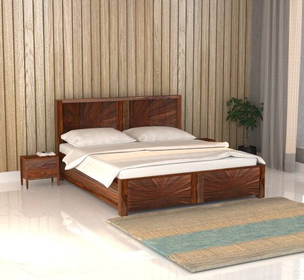 urban twig Regal Roots Collection – Sunburst Edition Solid Wood Queen Drawer Bed