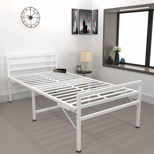 HoneyTouch Jasper Folding Bed Single Without Mattress | No Assembly Required | (3ft x 6ft) Metal Single Bed