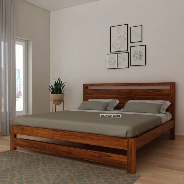Ganpati Arts Sheesham Wood Queen Bed/Wooden Cot/Wooden Without Storage Bed For Bedroom/Hotel Solid Wood Queen Bed