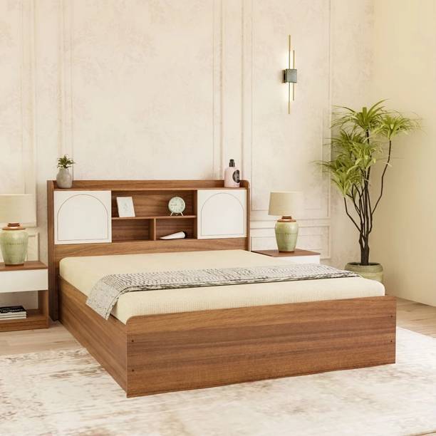 neuspace Amber King Size Bed with Headboard & Box Storage Engineered Wood |Arch| Engineered Wood King Box Bed