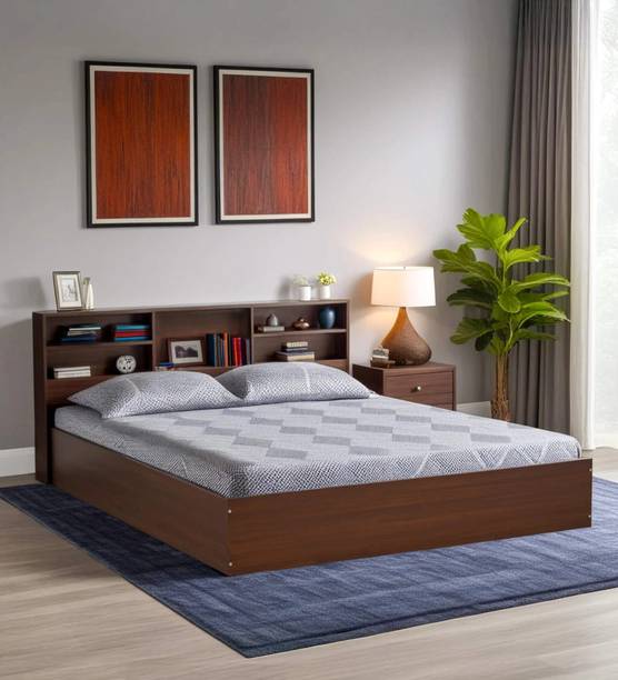 Mintwud from Pepperfry Seto Wooden King Bed/Wooden Bed With Hydraulic Storage For Bedroom/Home Engineered Wood King Hydraulic Bed