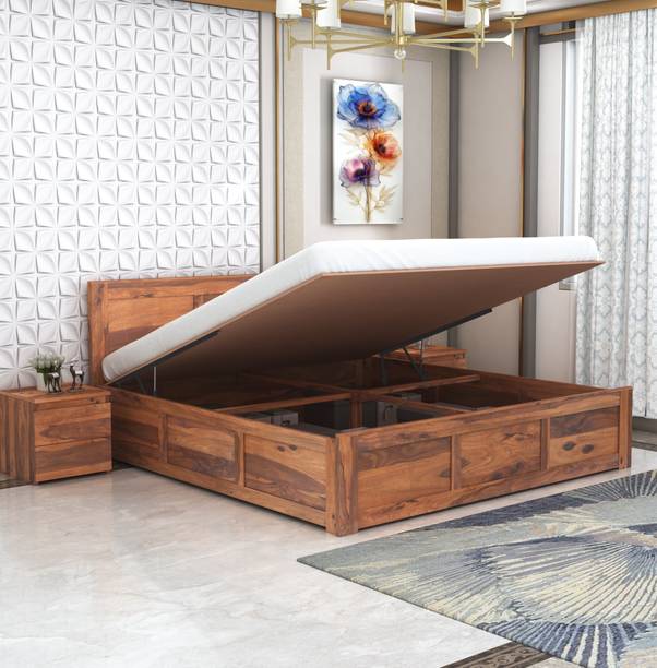 SUNCROWN Solid Wood King Box Bed