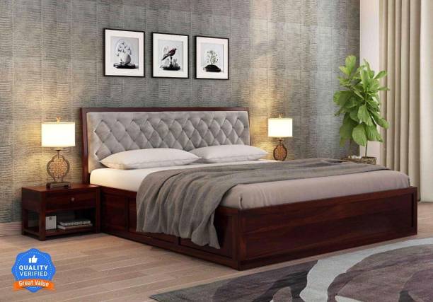 Flipkart Perfect Homes Bed with Storage | Wooden Double Bed Cot Bed with Box Storage Solid Wood King Box Bed