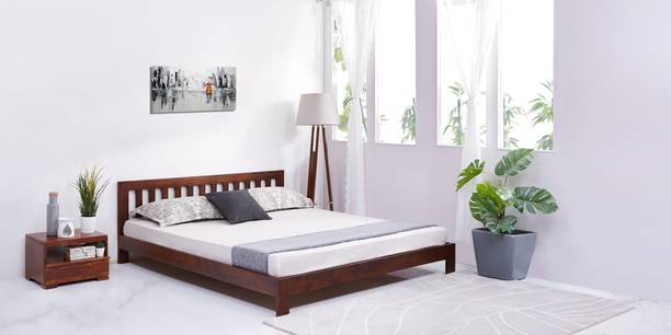 KATHGODAM FURNISHERS Penny Wooden Bed Solid Wood Queen Bed