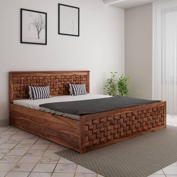 EASYWOOOD Sheesham Wood Bed for Bedroom/Hotel/Wooden Cot Solid Wood Queen Box Bed, 203 cm x 153 cm (6.66 ft x 5.02 ft)