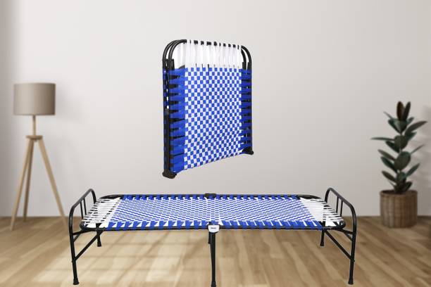 MEEZO Portable Folding Bed Cot with Strong Steel Frame 6 x 3ft Metal Single Box Bed Metal Single Bed