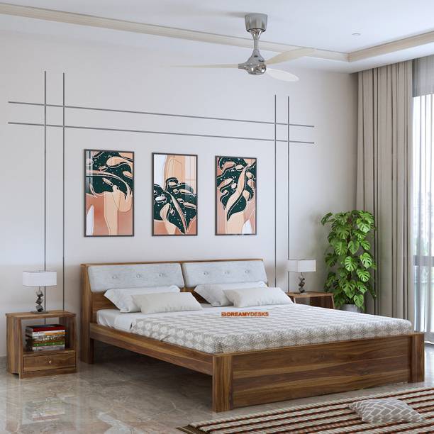 Dreamydesks Sheesham Wood King Size Bed with Headboard Storage Solid Wood King Box Bed