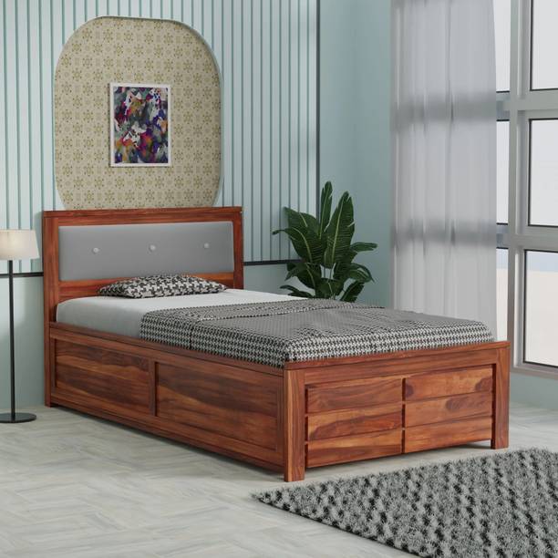 Banshi Sheesham Wood Single Bed with Storage | Space Saving Bedroom Design Solid Wood Single Box Bed, 97.79 cm x 190.5 cm (3.21 ft x 6.25 ft)