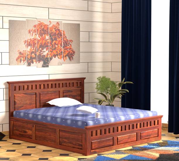 Rajasthali Wood Decor Sheesham Wood King Size Bed With Storage, Box Bed for Bedroom and Living Area Solid Wood King Box Bed