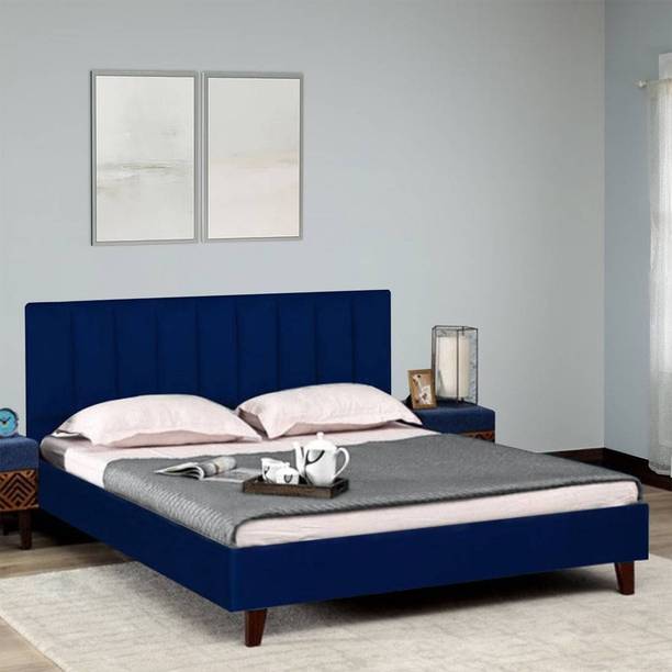 CRIGE Fabric Queen Size Bed For Hotel, Bedroom Engineered Wood Queen Bed