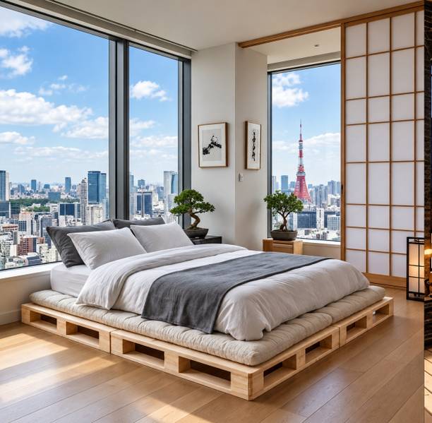 DecorDreams Wood Pallet Double Bed Engineered Wood Single Bed, 183 cm x 183 cm (6.0 ft x 6.0 ft)