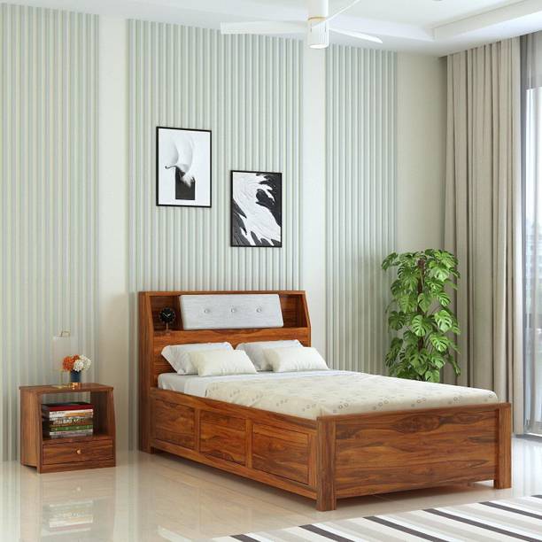 Ganpati Arts Marine Solid Sheesham Wood 4 Feet Bed With Box Storage For Bedroom/Kidsroom Solid Wood Single Box Bed