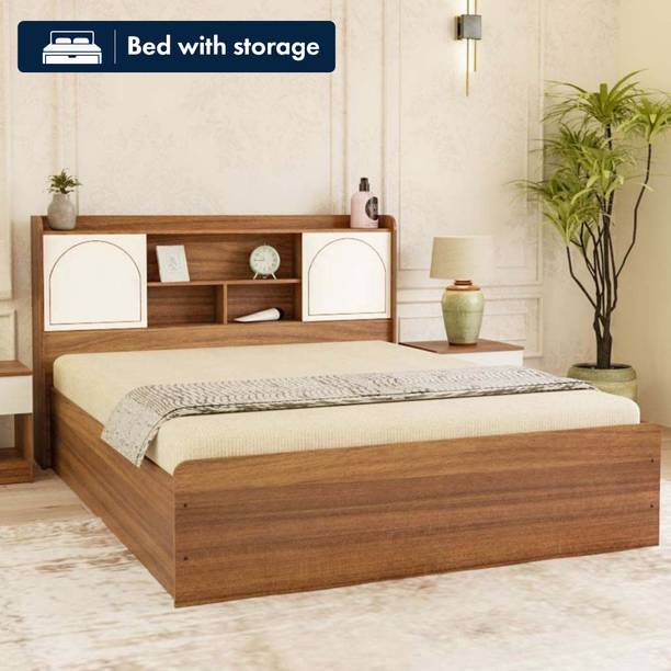 neuspace Amber King Size Bed with Headboard & Box Storage Engineered Wood |Arch| Engineered Wood King Box Bed, 221 cm x 194 cm (7.25 ft x 6.36 ft)
