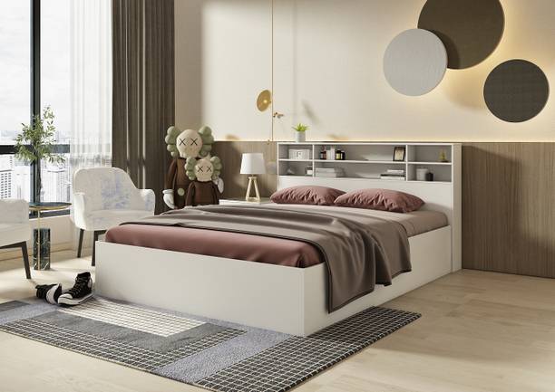 A GLOBIA CREATIONS Swiss Engineered Wood King Box Bed
