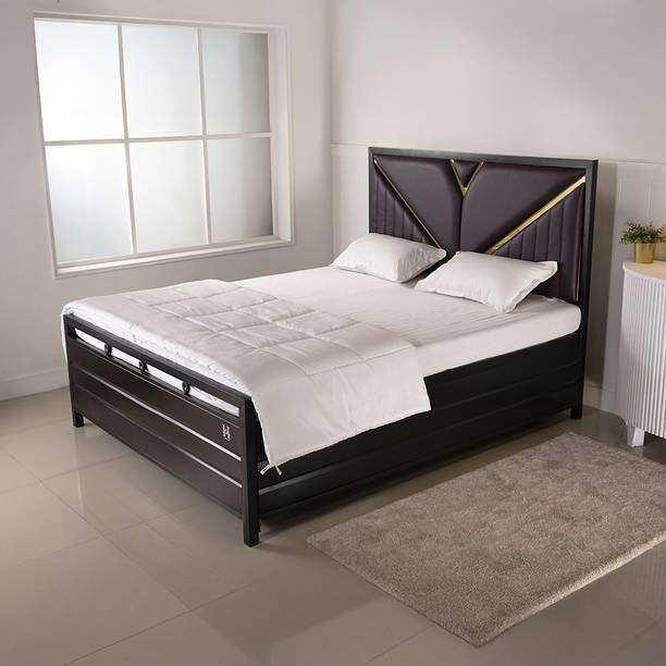 HomeHub Furniture Delbab ( 6X5 ) Wrought Iron Bed Queen Size with Storage Metal Queen Box, Hydraulic Bed
