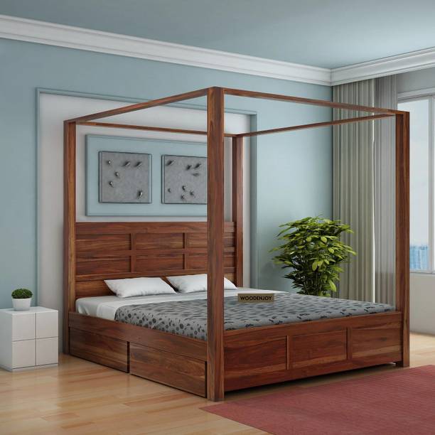 WOODENJOY Sheesham Wood Bed/Cot Bed/Palang For Bed Room/Home/Hotel Solid Wood King Drawer Bed