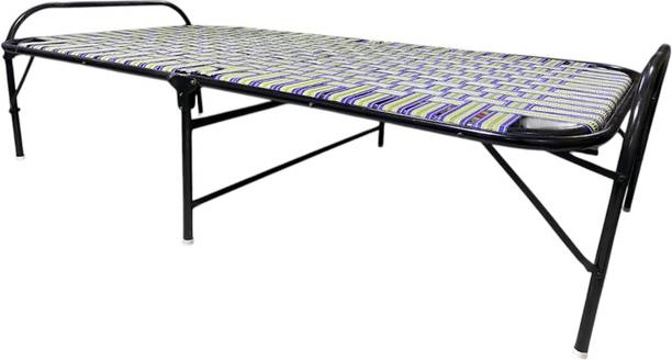 Nylon Portable Iron Folding Bed for Home Metal Foldable Bed for Home Hostel DoubleBed Metal Double Bed