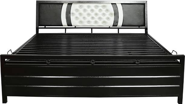 ModuTure Metal Bed with Storage, Powder Coating, Size 6x6ft, Metal King Hydraulic, Box Bed