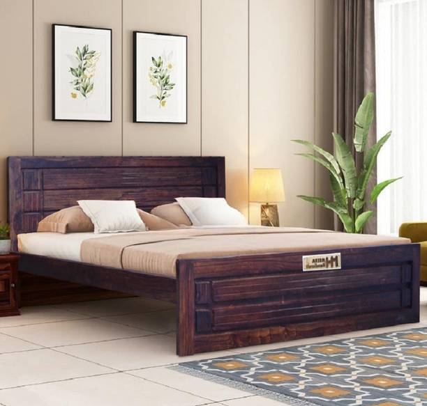 Meera Handicraft Sheesham Solid Wood King Size Bed with a beautiful headboard for Bedroom Living Room Home Wooden Furniture for Hotel Guest House (Finish :- Natural Brown) Solid Wood King Bed