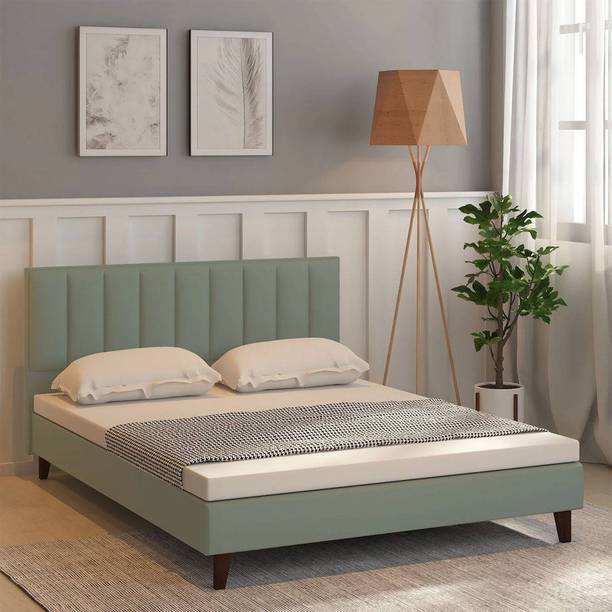 Taskwood Furniture Fabric Queen Size Bed Without Storage For Bed Room, Hotel. Engineered Wood Queen Bed