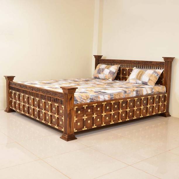 Shree Jeen Mata Enterprises EVO Edition Box Storage Bed/Sheesham Wood King Bed For Bedroom/Hotel/Living Room Solid Wood King Box Bed, 215.19 cm x 187.96 cm (7.06 ft x 6.17 ft)