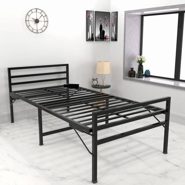 SIYA ART Folding Bed Single Size With Headboard For Bedroom, Guests | Metal Single Bed