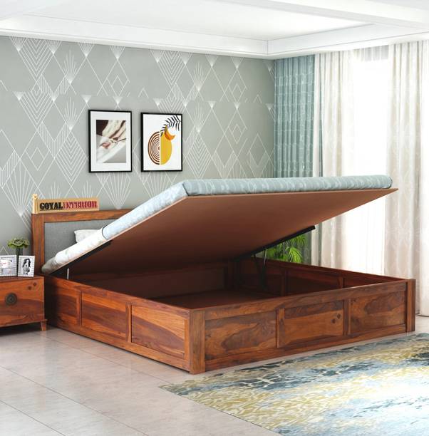 GOYALINTERIOR Sheesham Wood Hydraulic Bed/Cot Wooden Palaung For Bedroom/Home/Hotel Solid Wood King Hydraulic Bed