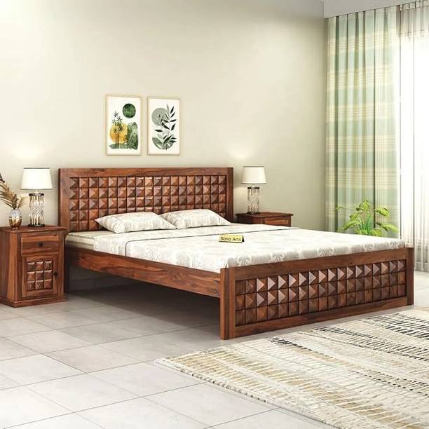 SONA ART & CRAFTS Diamond Sheesham Wood King Size Bed Without Storage Solid Wood King Bed, 208 cm x 190 cm (6.82 ft x 6.23 ft)