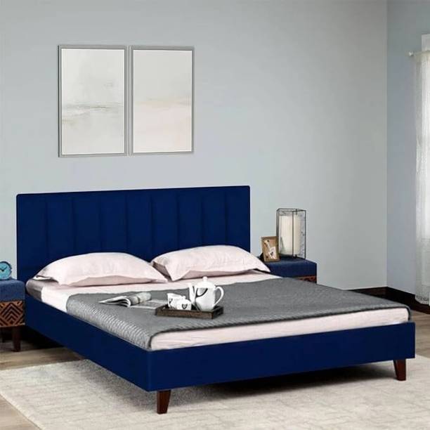Manorekha Fabric Upholstered Queen Size Bed with Headboard for Bedroom/Kids Room/Hotel Engineered Wood Queen Bed