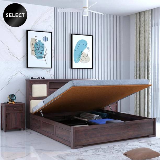 Ganpati Arts Sheesham Wood Maharaja Bed for Bedroom/Wooden Cot/Palaung With Hydraulic Storage Solid Wood King Hydraulic Bed