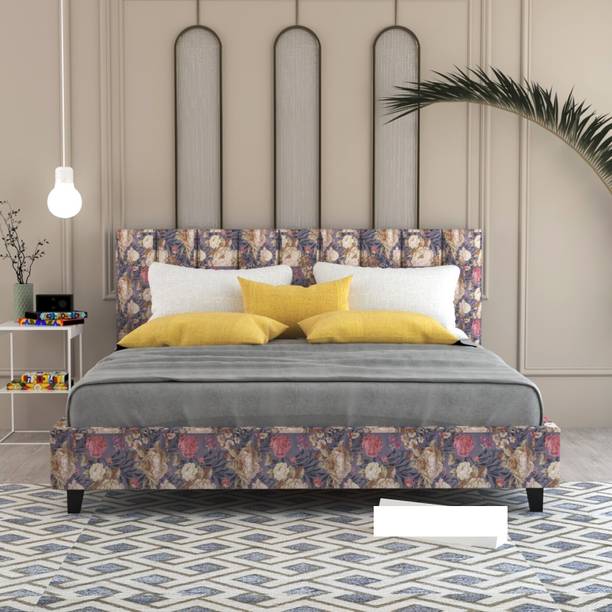 Flipkart Perfect Homes Floral Print Upholstered Headboard Engineered Wood Queen Bed