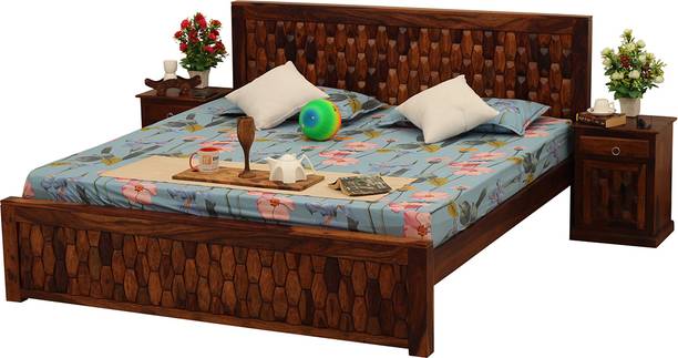 rf royal finish SouthSeista King Size(72"x78") Without Storage,12-Month Warranty,BedsideIncluded Solid Wood King Bed