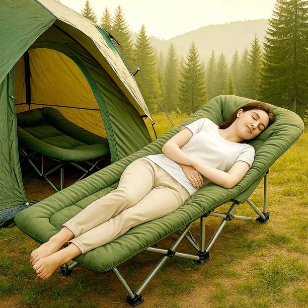 लाइटनिक्स Folding Camping Sleeping Bed Adjustable Folding Bed Single Outdoor Bed बेड