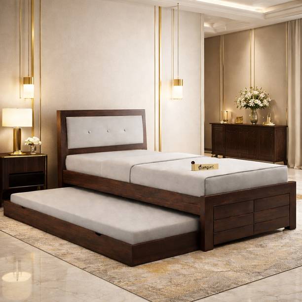 Ganpati Arts Sheesham Wood Euro Wooden Single Cot For Home/Single Trundle Bed With Storage Solid Wood Single Drawer Bed, 210.82 cm x 106.68 cm (6.92 ft x 3.5 ft)