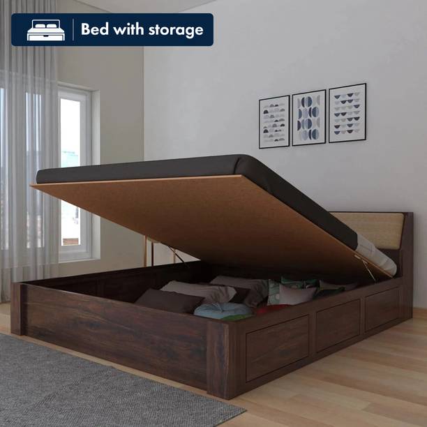 Ganpati Arts Sheesham Wood Mayor Bed/Wooden Cot/Palaung With Hydraulic Storage For Home Solid Wood King Hydraulic Bed, 224 cm x 188 cm (7.35 ft x 6.17 ft)