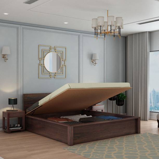 WOODENJOY Sheesham Wood Bed/Cot Bed/Palang For Bed Room/Home/Hotel Solid Wood King Hydraulic Bed