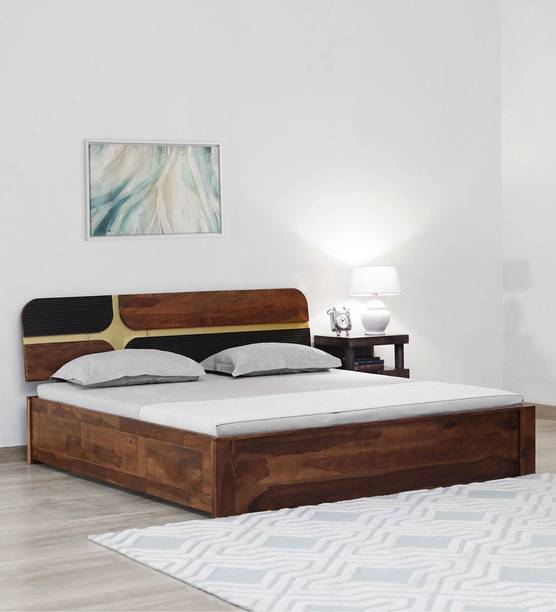 mp enterprises Jerry Sheesham ( Rosewood) Solid Wood Queen Box Bed