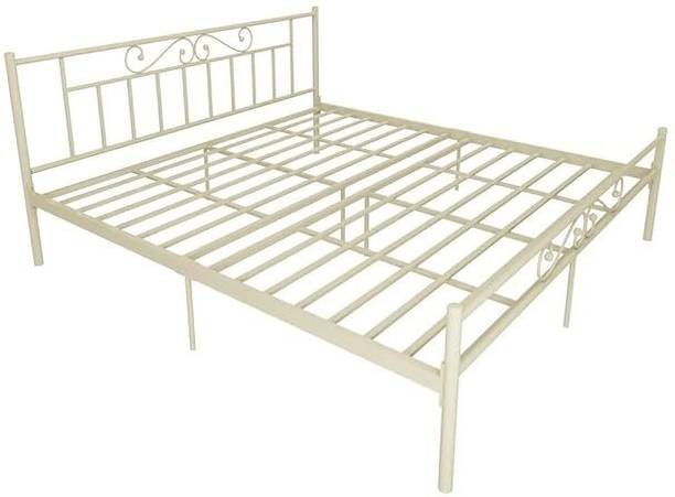 IZZDECOR Heavy-Duty Iron Double Bed - Rust-Proof with Noise-Free & Anti-Slip Support Metal Double Bed, 191 cm x 183 cm (6.27 ft x 6.0 ft)