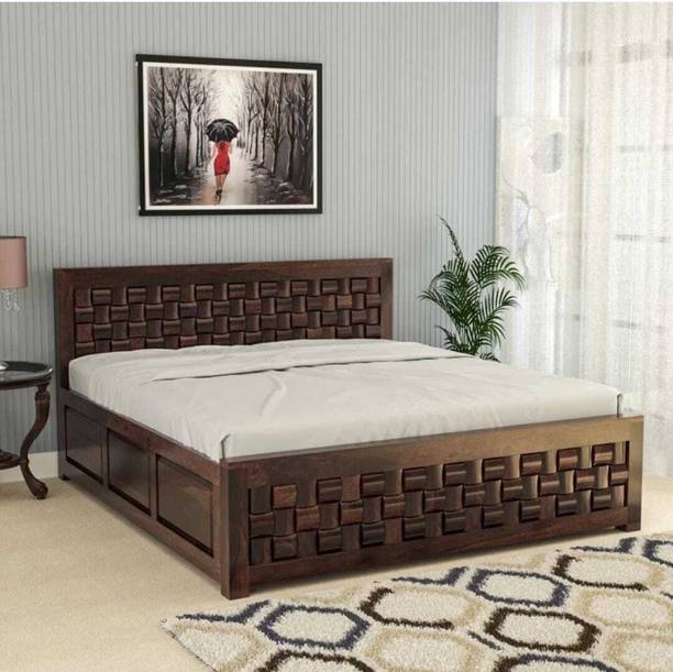 Devsignature Sheesham Wood King Size Bed With Box Storage For Bed Room, Hotel. Solid Wood King Box Bed