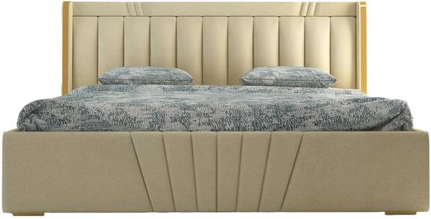 Manorekha Upholstered Bed with Box Storage Solid Wood Fabric Bed Solid Wood King Box Bed