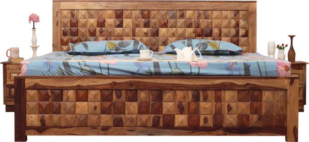 ROYAL FINISH Diamond King Size(72"x78") Without Storage,12-Month Warranty,Single Bedside Solid Wood King Bed