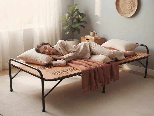 SteelCart Heavy Wooden Folding Bed/Cot with Free Phone Stand| Made in India| Solid Wood Single Bed, 183 cm x 92 cm (6.0 ft x 3.02 ft)