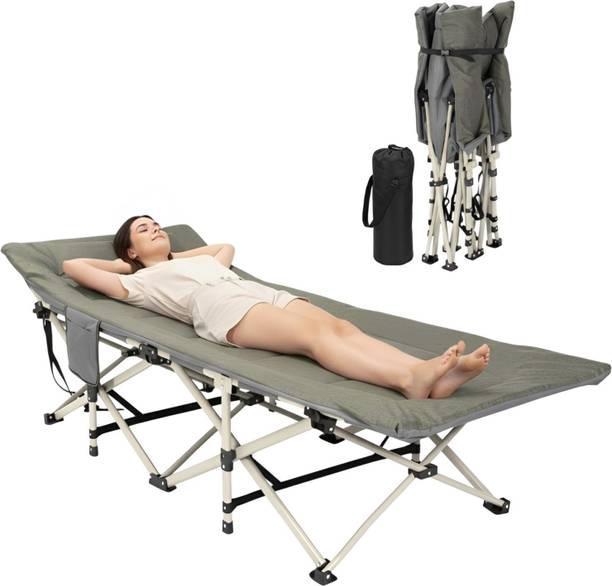 Litenyx Folding Single Bed for Sleeping with Soft Cushion for Adults Metal Single NA Bed, 190 cm x 68 cm (6.23 ft x 2.23 ft)