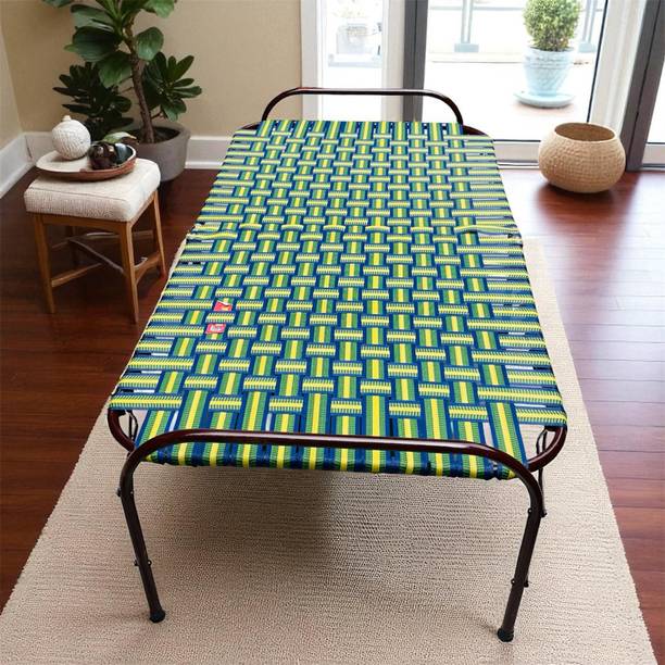 FAUJ Folding Cot Portable Single Folding Bed Niwar Charpai Khatiya 2.5x6 ft Metal Single Bed