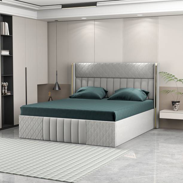 Klenta Home Decor Engineered Wood Upholstered King Size Bed With Storage And Headboard For Bedroom Engineered Wood King Box Bed