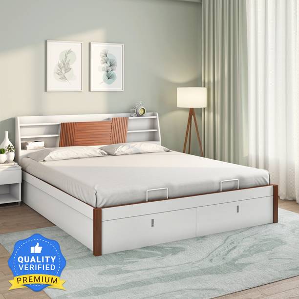 Nilkamal Slew Premier Storage Bed | Headboard Storage | 1 Year Warranty Engineered Wood Queen Hydraulic Bed