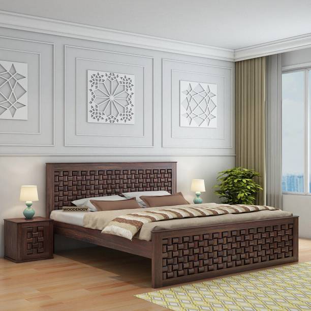 WOODENJOY Sheesham Wood Queen Bed/Wooden Cot/Wooden Bed Without Storage Bed For Bedroom Solid Wood Queen Bed