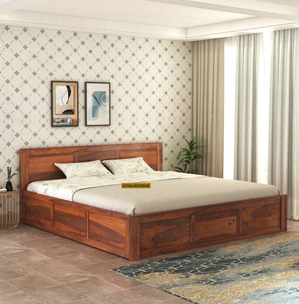 KART HANDICRAFTS Sheesham Wood Bed/Palang/Cot With Box Storage For Bedroom/Home/Hotel/Livingroom Solid Wood King Box Bed, 205 cm x 190 cm (6.73 ft x 6.23 ft)